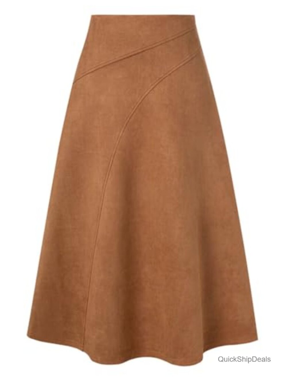 Faux Suede High Waist A-Line Midi Skirt - Fall Winter Work Casual